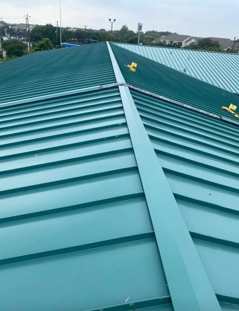 Green commercial metal roof ridge and valley for Metal Roof Repair in Queen Creek